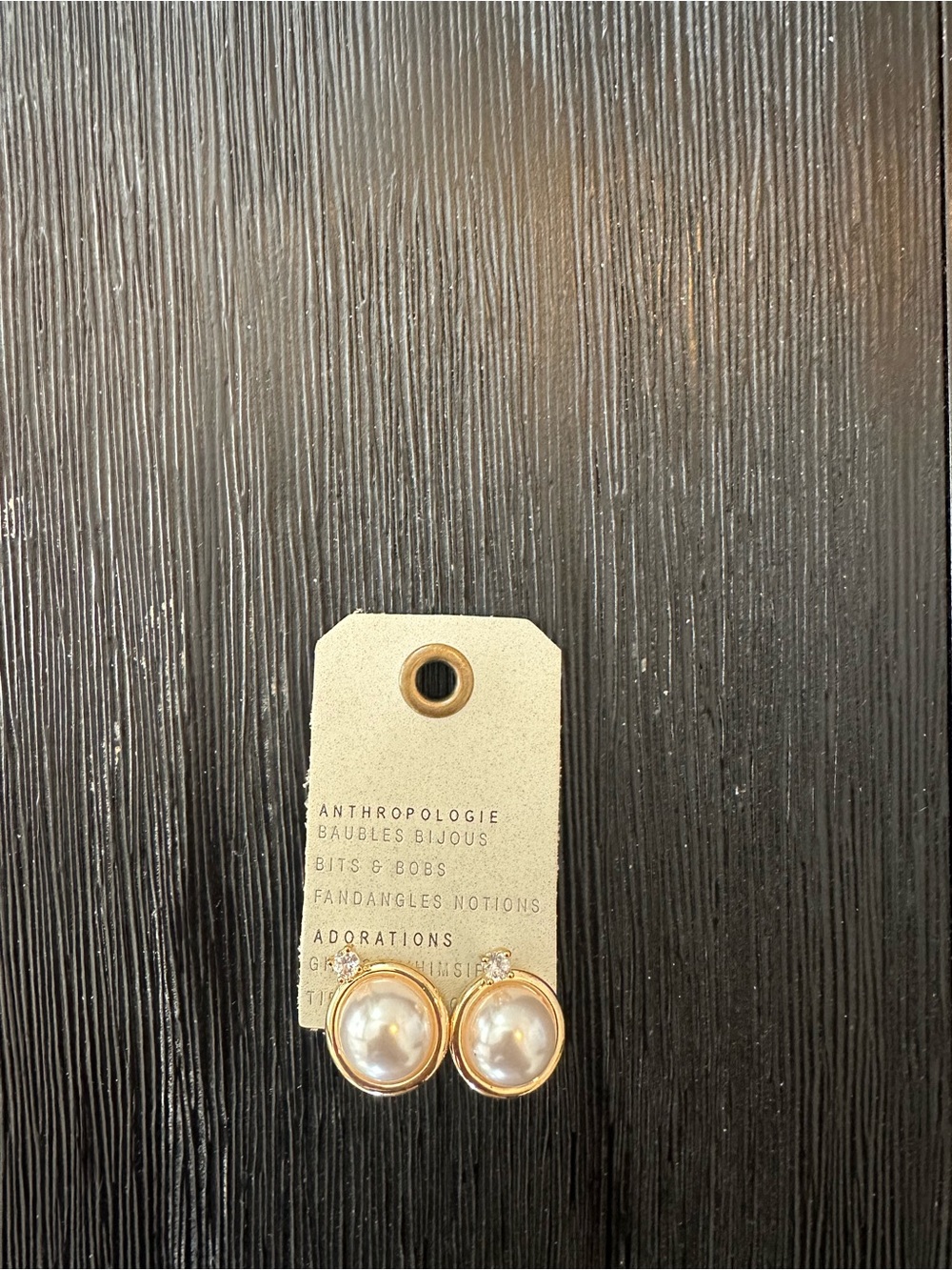 Anthropologie Gold-Tone Faux Pearl Stud Earrings